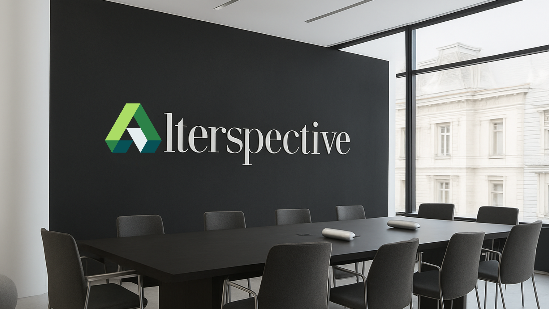 Boardroom View 2 - Elegant boardroom interior for Microsoft Teams and virtual meetings